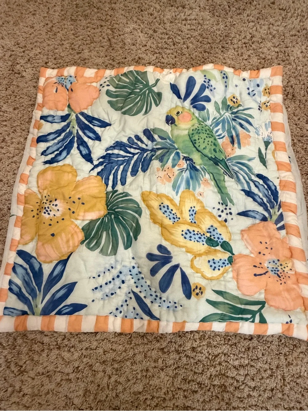new Anthropologie Ellen merchant cotton voile euro pillow sham Floral Parrot